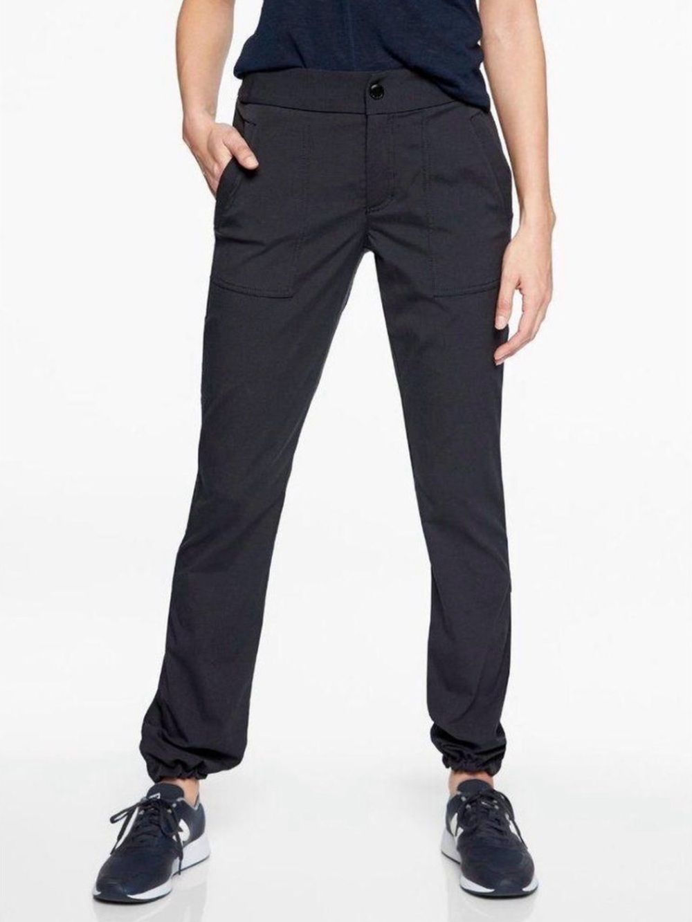 Athlete Black Trekkie Joggers size 8 Cinch Ankles Petite 30” Inseam